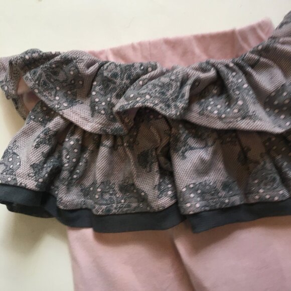 Baby V Skirt Sz 3 Months Pink Gray Lace Tights Jersey Knit - Picture 8 of 11